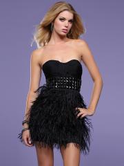 Amazing Best Seller Strapless Short Length Sheath Style Black Satin and Tulle Cocktail Dress