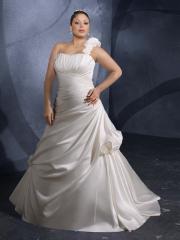Amazing Satin One Shoulder A-Line Plus Size Wedding Dress