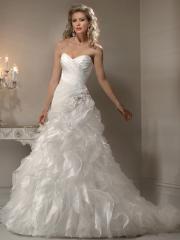 Amazing White A-Line Strapless Neckline Organza Wedding Dress