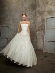 An A-Line Custom Made With Beading Decorated Elegant Wedding Dress