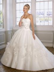 An A-Line Silhouette with Applique on Waistline and Train Elegant Wedding Dress