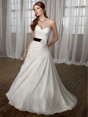 An A-Line with Embroidered and Lace Two Fabric Elegant Wedding Dress