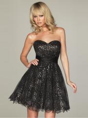 Animal Print Fabric and Shiny Tulle Strapless A-line Style Deluxe Homecoming Dresse
