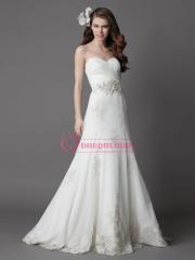 Appliqued Sheath Bridal Gown of Floral