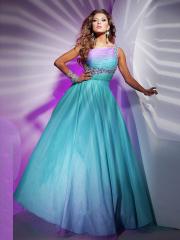 Astonishing Asymmetrical Neck Floor Length Ball Gown Ice Blue Rhinestone Prom Fashion