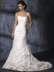 Asymmetrical Tucked Pick-Up Skirt and Modified White Taffeta Gown