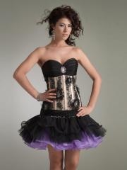 Attractive Sweetheart Black and Lavender Lightweight Tulle Brooch Front Bust Party Dresses