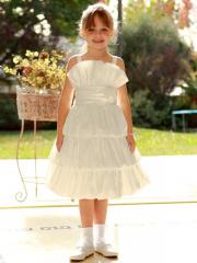 Ball Gown Flod Slik White Flower Girl Dress