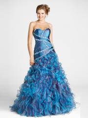 Ball Gown Floor Length Multi-Tiered Ice Blue Satin and Organza Quinceanera Dresses