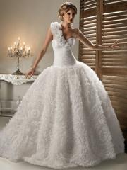Ball Gown Floral One shoulder Sweetheart Organza Wedding Dress