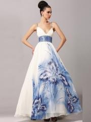 Ball Gown Floral Print Spaghetti Straps V-neckline Empire Waist Quinceanera Dresses