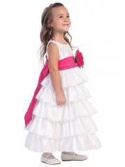 Ball Gown Sleeveless Flower Girl Dress with Flower Bow in White