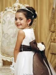 Ball Gown Stain Chiffon White Flower Girl Dress with Bow Tie