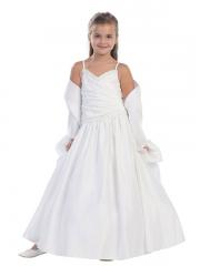 Ball Gown Stain White Flower Girl Dress with Shawl