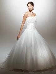Ball Gown Sweetheart and Strapless Neckline In Chapel Train Wedding Dress