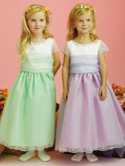 Ball Gown Tea-length Flower Girl Dress with Tulle Sash and Embroidery
