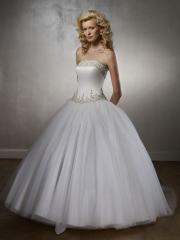 Ball Gown with Satin and Strapless Neckline Petite Wedding Dress