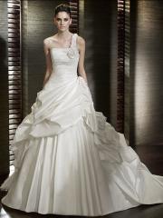 Ball Gown with Special on Shoulder Neckline Elegant Amazing Custom Wedding Dress