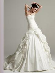 Beaded Neck and Waistline in Splendid Cathedral Train Wedding Dress