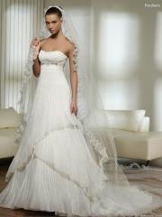 Beaded Strapless Neckline Elegant and Cute Wedding Dress