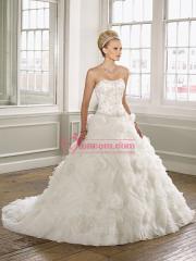 Beading and Applique Decoration with Satin Fabric Wedding Dress