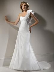 Beautiful Slim A-Line Wedding Dress with Ruffled One Shoulder