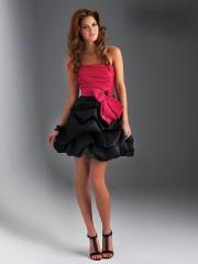 Beautiful Strapless Empire Waistline Bow Tie Lace-up Bobble Skirt Homecoming Dresses