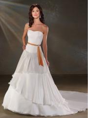 Bewitching Strapless Multi-Tiered Chiffon Gown of Detachable Sash