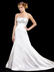 Bewitching Strapless Satin Bridal Gown of Beadwork and Pleating