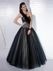 Black Organza Ball Gown Silhouette One-shoulder Neckline Sequined Bodice Quinceanera Dresses