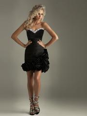 Black Taffeta Sequined Strapless Sweetheart Neckline Sleeveless Floral Pick-Up Short Cocktail Dress
