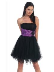 Black Tulle Homecoming Dress with Strapless Neckline and Empire Waist
