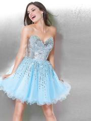 Blue A-line Style Sweetheart Sequined Bodice Flowing Skirt Homecoming Dresses