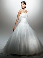 Breezy Ball Gown Sweetheart Chapel Train Satin Tulle Wedding Dress