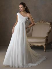 Breezy Chiffon One-Shoulder A-Line Wedding Dress
