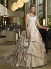 Captivating Ball Gown Taffeta Dress Styled Of Square Neckline