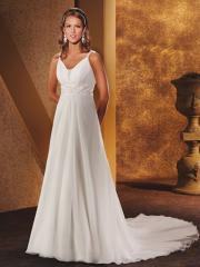 Captivating Scoop Chiffon Gown of Inner Beading Inset and Chapel Train