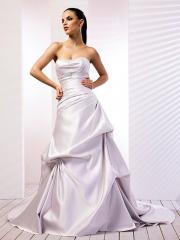 Captivating Strapless Lavender Satin Bridal Gown with Pick-Up