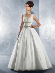 Captivating V-Neck Tulle over Satin Gown of High Waist