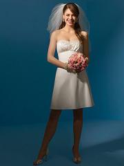 Catrina Satin Strapless Neck High Waist A-Line Short Length Wedding Dress