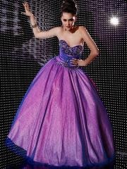 Charming Ball Gown Strapless Beaded Accented Taffeta and Tulle Quinceanera Dresses