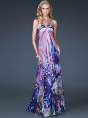 Charming Best Seller Halter Beaded Strap Floor Length Printed Sheath Style Evening Dresses