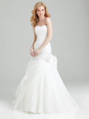 Charming Designed Strapless Ruffled Bodice and Floral Skirt Floor-length A-line Wedding Dress