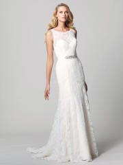 Charming Floor-length Scoop Sleeveless Lace-up Bodice A-line Wedding Dress with Cut-outs Back and Sweep Train