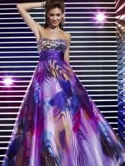 Charming Sequin Bodice Empire Waist Printed A-Line Full Length Quinceanera Dresses