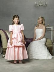 Charming Tea-length Flower Girl Dress with Bubble Sleeves
