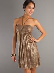 Chic Halter Short Sweetheart shimmer dress with Empire Waistline Dress
