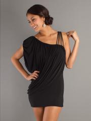 Chic Sexy Draped Font Black Homecoming Dress with Natural Waistline