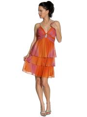 Chic Short Length Spaghetti Strapless Sleeveless V-Neck Sleeveless Layered Skirt Prom Dresses
