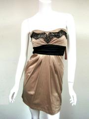 Chic Short Strapless Dress with Empire Waist And Lace Detail With Empire Waistline